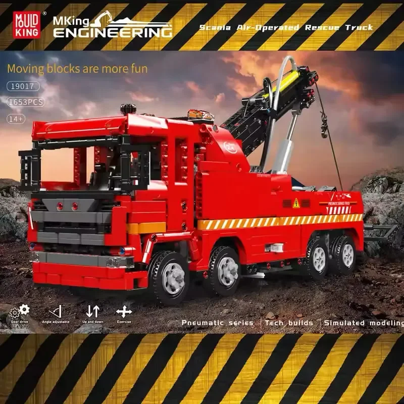 Mould King 19017 Technical The Motorized Air-Operated Rescue Truck Building Blocks MOC Vehicle Brick Toys For Kid Christmas Gift
