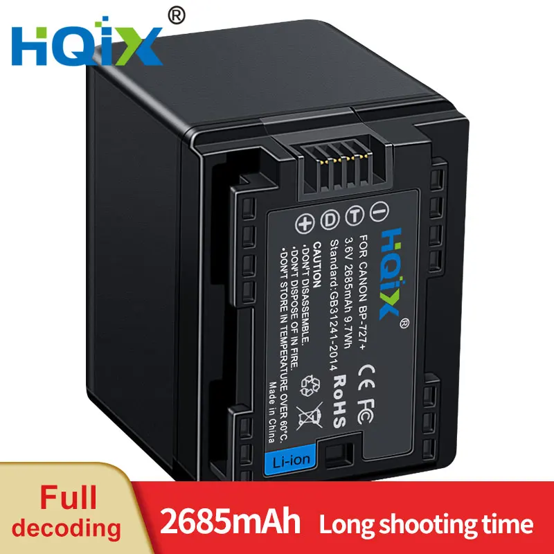 

HQIX for Canon iVIS HF R82 VIXIA HF R30 R32 R300 R600 LEGRIA HF M500 M506 M56 M50 M52 Camera BP-727 Charger Battery