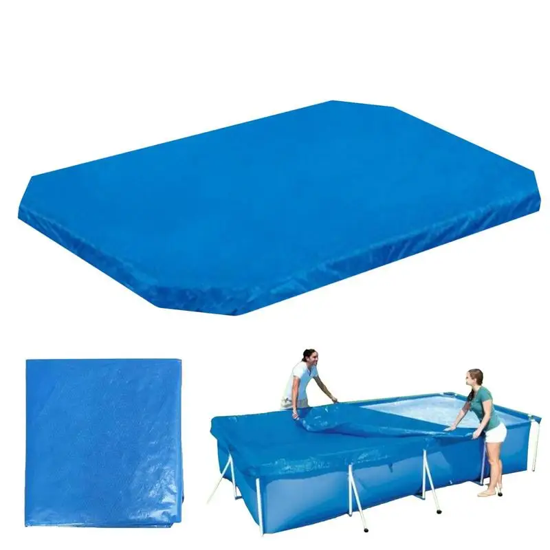 

Inflatable Pool Cover Waterproof Dustproof Drawstring Pools Protector Blue UV Proof Rectangle Cover For Blow Up Pools