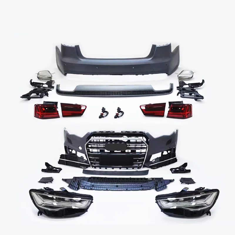 Car Body Kit Front Bumper Rear bumper Diffuser headlight LED head lamp rear light tail lamp For Audi A6 C7 upgrade to C7PA