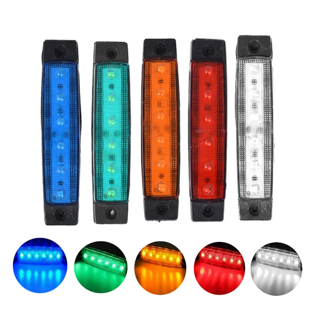 2pcs 12V-24V Highlight 6 Beads Truck Led Side Light Trailer Lights Truck Strip Side Marker Signal Warning LIght With Foam Screw