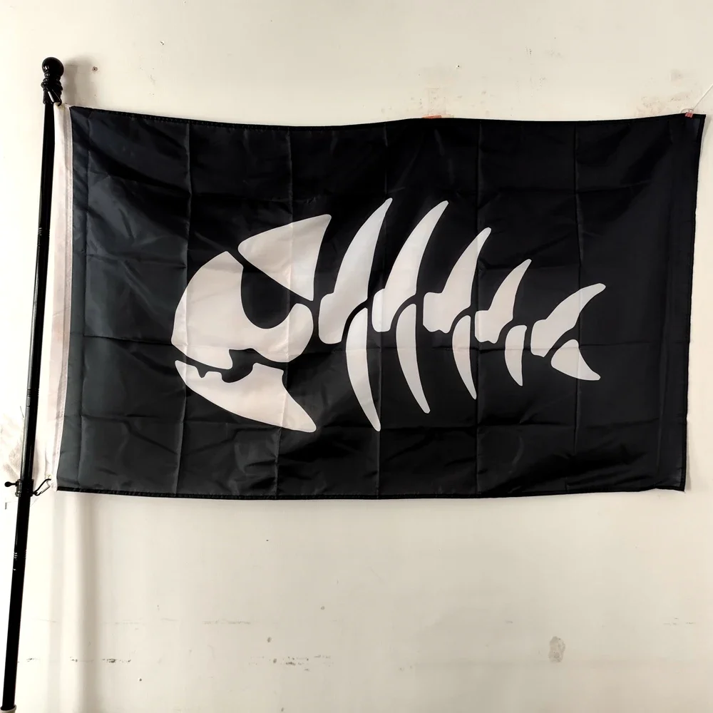 Pirate Fish Flag for Decoration, Polyester Hanging, Indoor and Outdoor Decor, 90x150cm