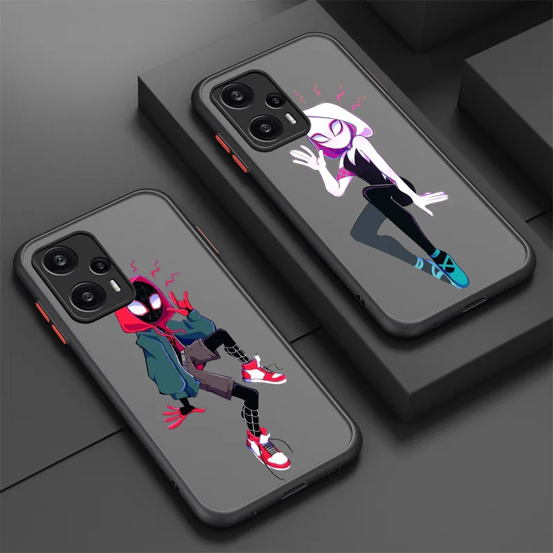 Marvel Spiderman Couple For POCO X5 X4 X3 NFC X2 M5S M6 M4 M3 M2 C51 F5 F4 GT Pro Frosted Translucent Phone Case