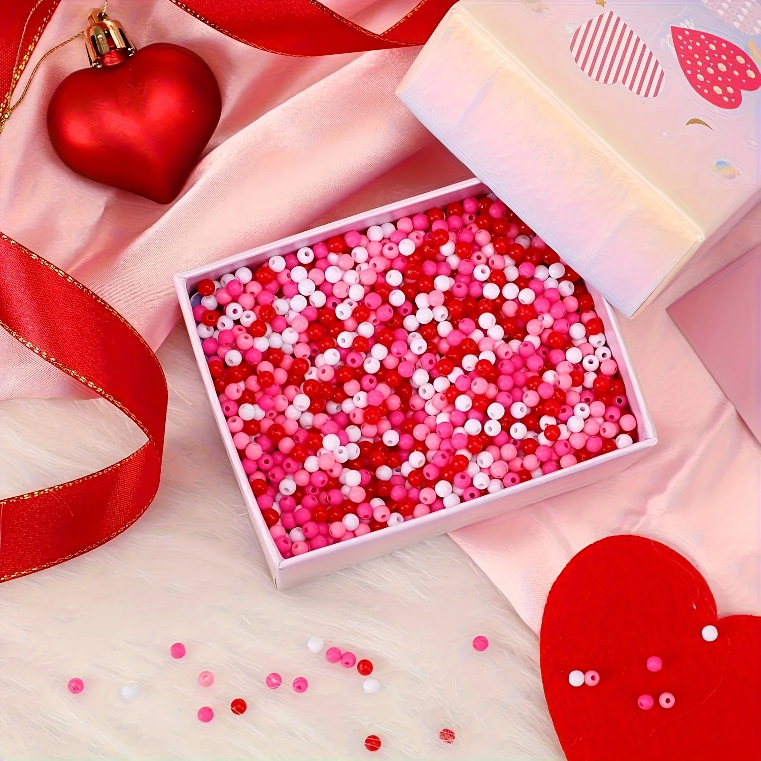 4mm Rosa Niedliche Serie, Massive Acrylperlen, DIY Armband, Halskette, Abstandhalterperlen, Valentinstag, Geschenk