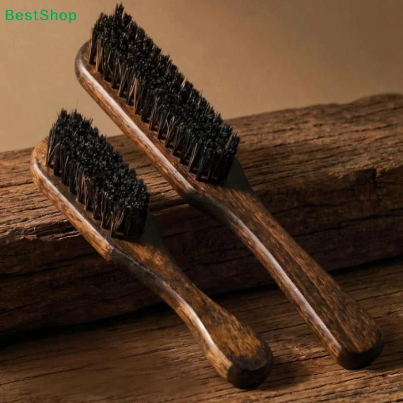 ☽Wood Handle Boar Bristle Beard Brush Shaving Tool Hair Brush Wooden Men Hair Stylist Mustache Brushes