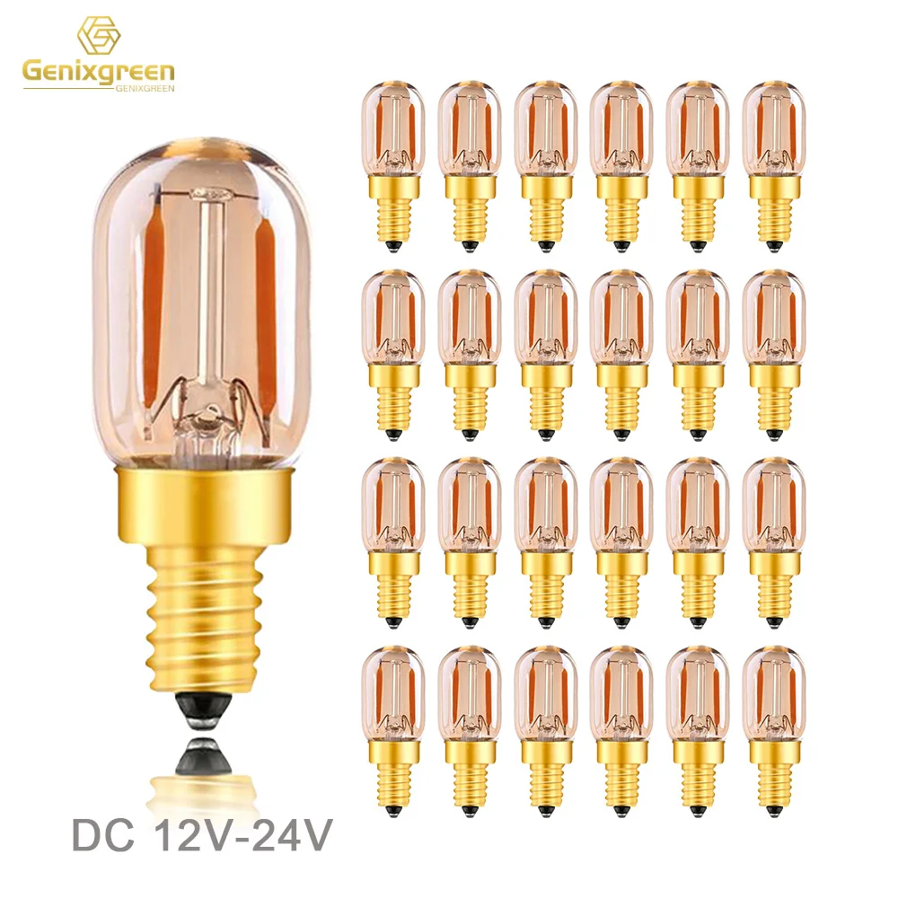 DC12V-24V Low Voltage Led Light Bulbs E12 E14 Candelabra Base Bombilla Gold Tint 1W T22 Tubular Bulb For Solar Battery Ligthing