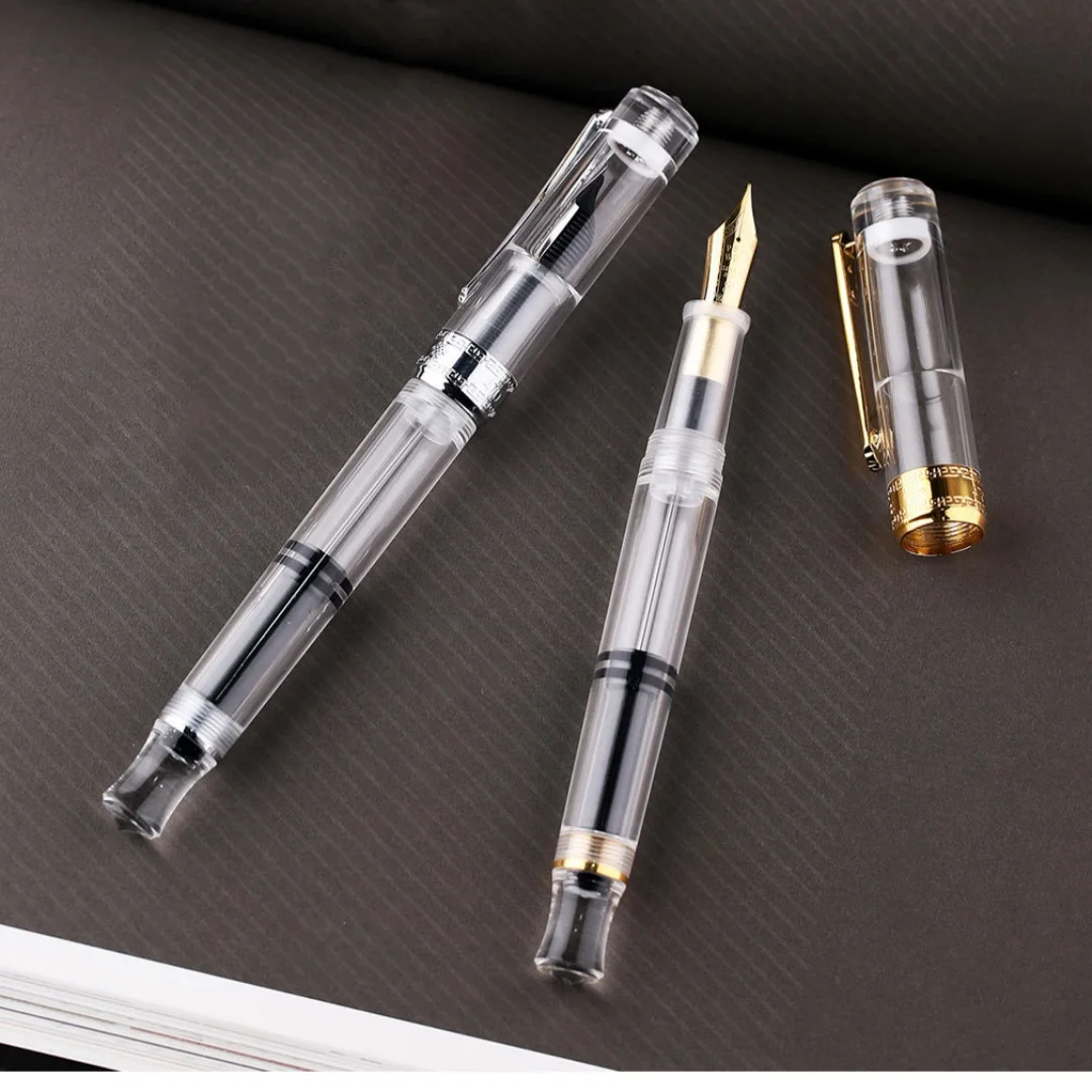 PENBBS 470 Fountain Pens Pull Type Vacuum Ink Suction Writing Pen Creative Color Acrylic Material Adult Student Practice Pen 35#