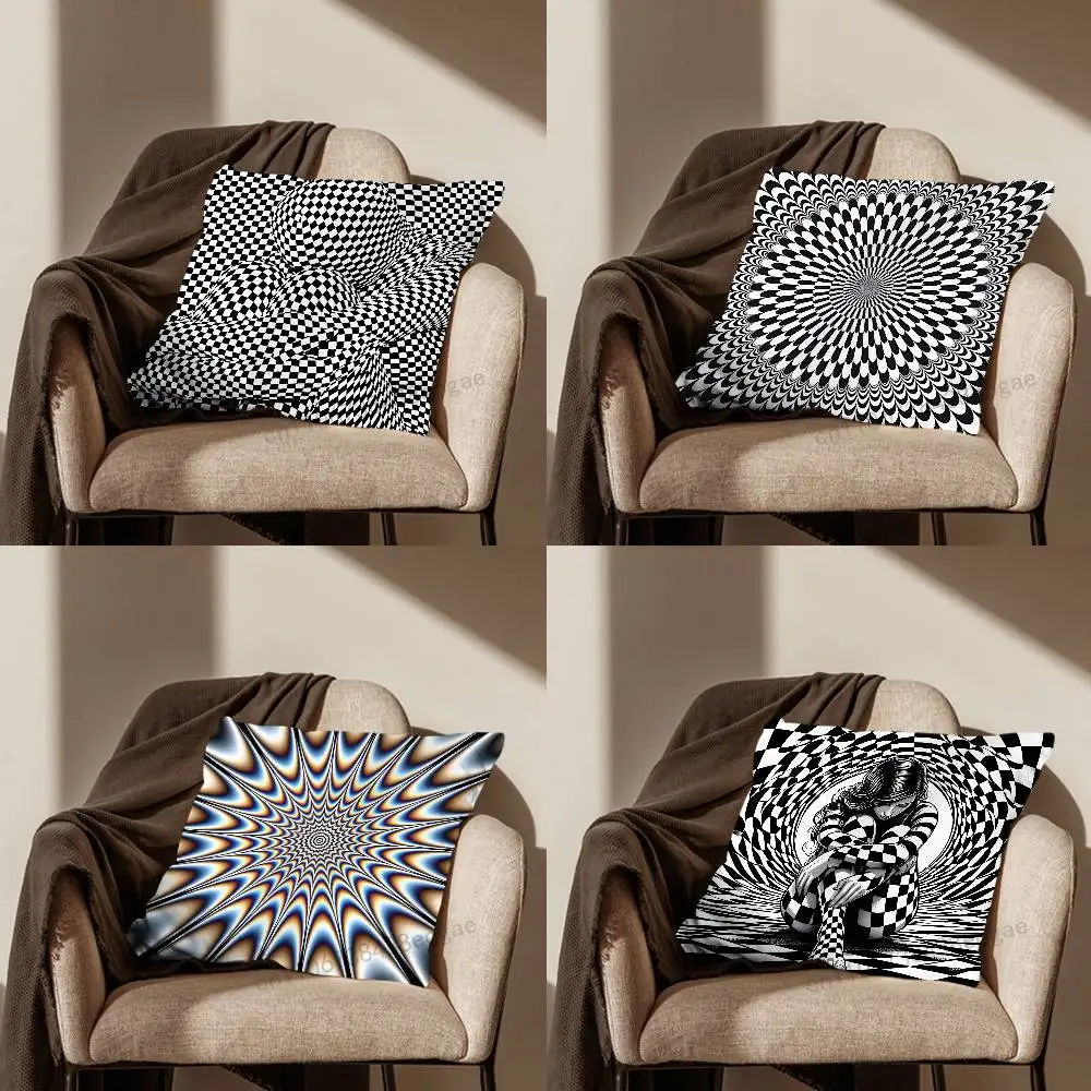 

Black White Checkered Art Throw Pillow Case For 45*45cm,55*55cm,30*30cm For Home Bedroom Decoration And Protector