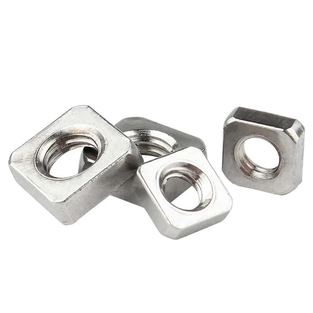 1/5/10/20/30/40/50Pcs M3 M4 M5 M6 M8 M10 M12 Square Nuts A2-70 Stainless Steel DIN557