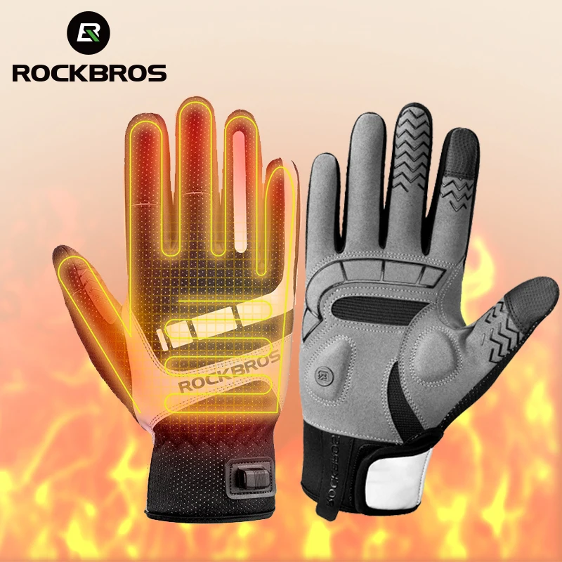 ROCKBROS Winter Heated Gloves Women Men\'s Motorcycle Gloves Touch Screen USB  Windproof  Breathable Motor Cycling Gloves