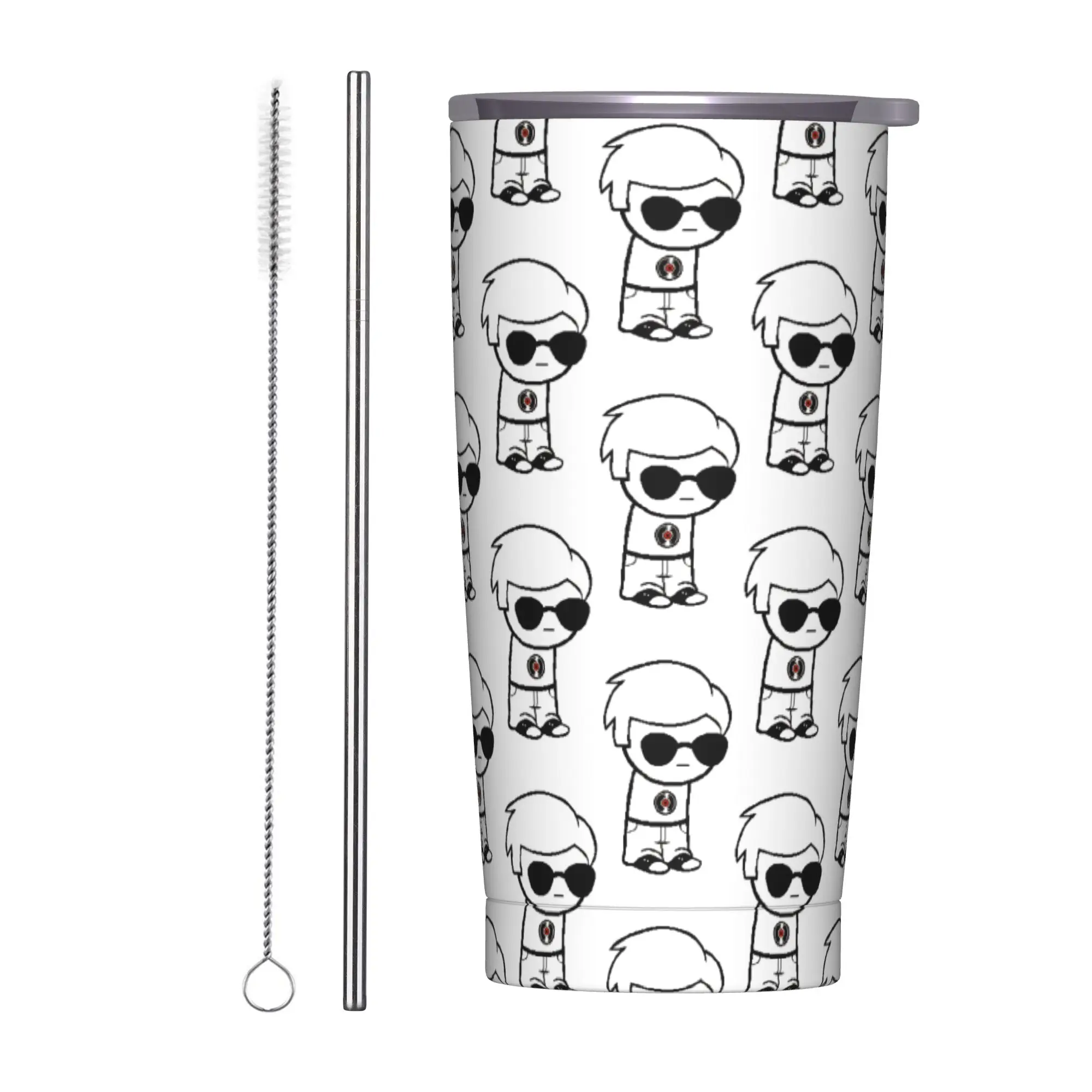 Dave Strider Insulated Tumbler with Straws Lid HomestuckK Manga Stainless Steel Thermal Mug Double Wall Spill Proof Cups, 20oz