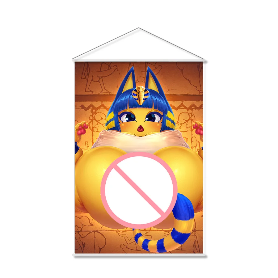 

Animal Crossing Anime Furry Ankha Wall Scroll Hanging Poster Home Decor Painting