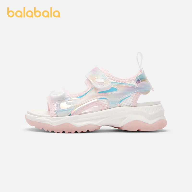 Balabala Kids Shoes Girls Sports Sandals Soft Sole Breathable 2024 Summer New Shoes Trendy Casual Shoes Medium Large Children