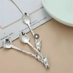 Tableware Spoon Vintage Retro Zinc Alloy Kitchen Gadgets Ice Cream Dessert Spoon Small Decor Creative Forest Bird Coffee Spoon