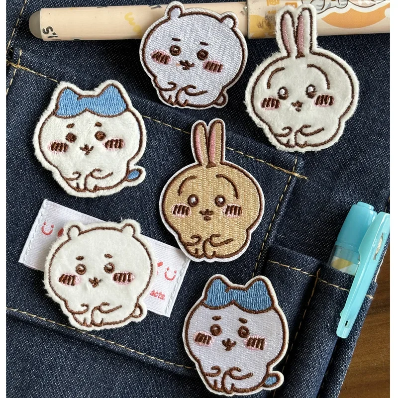 

Self-adhesive Type Chiikawaed Cute Animal Embroidery Patches Clothes Bags Down Jackets Decorative Stickers Repair Patches DIY