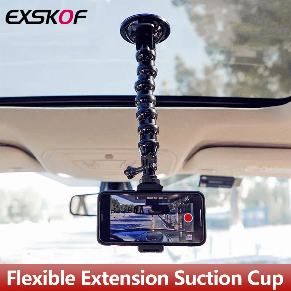 Flexible Gooseneck Extension Suction Cup Car Mount Holder for Gopro Hero 12 11 10 9 8 7 iPhone Samsung Insta360 X2 X3 DJI Camera