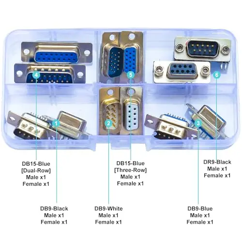 Db9 Db15 Dr9 Mannelijke Vrouwelijke Connector D, Db9 Wit/Blauw/Zwart D-Sub Soldeer Type & Db15 Dual & Drie Rijen Connector (Db9/DB15-Kit)