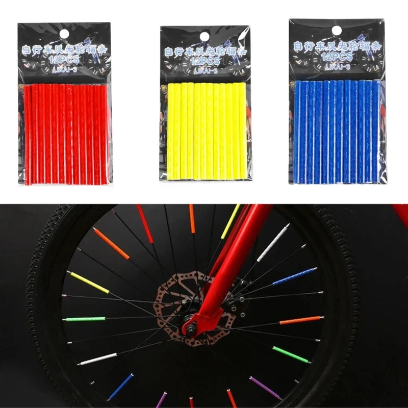 1/2set Bicycle Wheel Spokes Reflective Sticker Tube Strip 7.5cm Warning Light DIY Cycling Reflector Reflective Safety Kit
