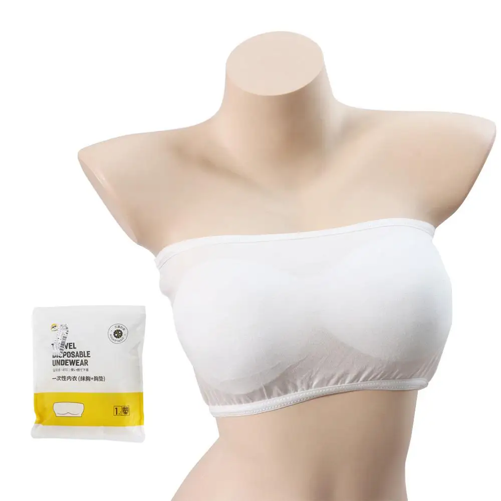 Salon Top Wireless Disposable Bras Straps with Chest Pad Bralettes for Women Cotton Disposable Underwear for Women Hotel