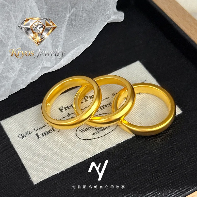 Kryos Jewelry Pure Gold Classic Plain Band Women's 24K Gold AU999 - Perfect Arc, Timeless Treasure, Collection Worth