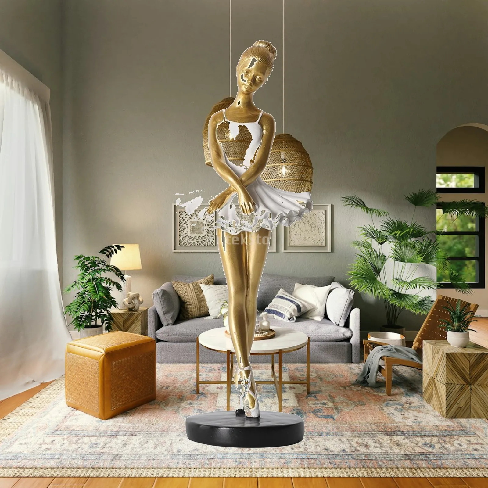 Ballet Dancer Collectible Figurine Resin Ornament with White Dress for Home Shelf Workspace or Cabinet Display