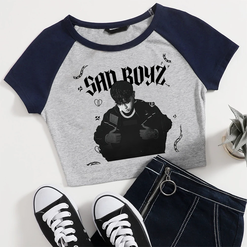 Junior H Sad Boyz 4 Life T Shirts Suicide Boys Merch Vintage Style Graphic Tee Crop Shirt Short Tees Tops Male and Female