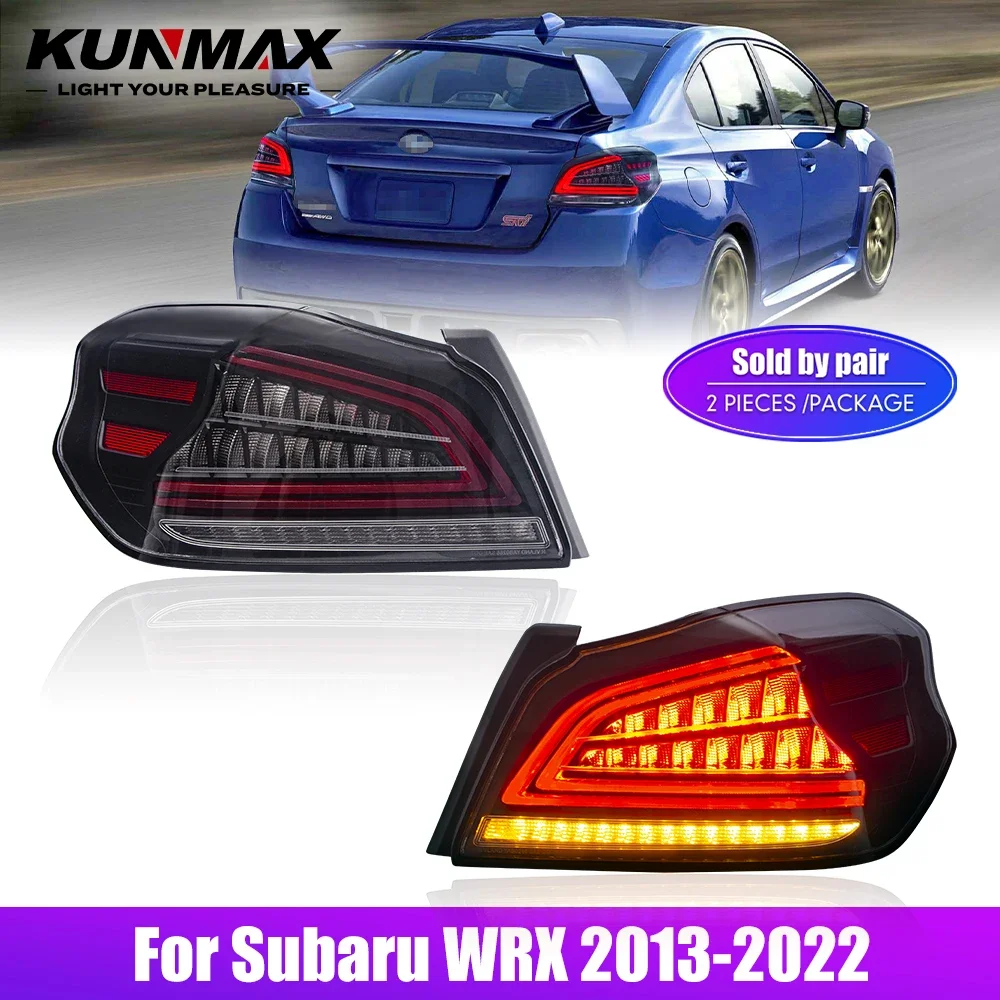 زوج من أضواء خلفية LED لسوبارو WRX 2013-2022 DRL عكس الفرامل إشارة دوران سيارة الخلفية الذيل ضوء الجمعية التوصيل والتشغيل