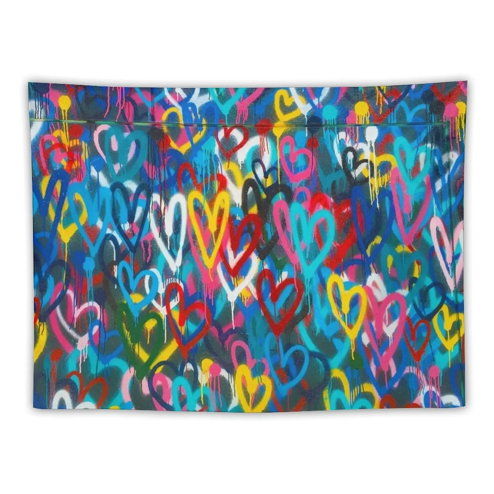 

Graffiti Urban colorful graffiti city wall chaotic hearts pattern painting grunge rainbow love Tapestry For Bedroom Tapestry