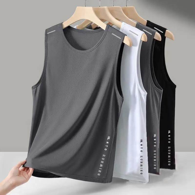 

Ice Silk Vest Men's Trendy Thin round Ne Me Breathable Qui Dry Sports Wide oulder Strap Outdoor Summer Svel