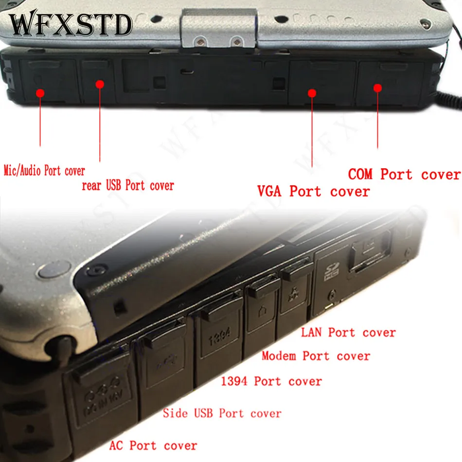 Novo 9 pçs capa jack para panasonic toughbook CF-19 cf19 cf 19 ac áudio DC-IN usb com lan modem mic vga 1394 porta capa