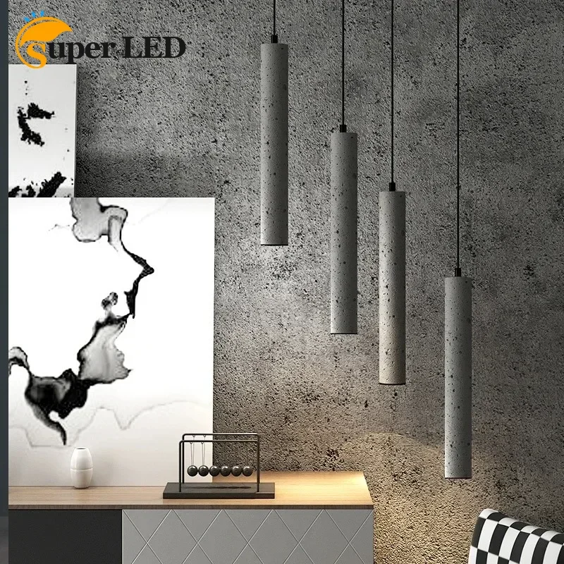 concreto cimento led lampada pingente nordico moderno tubo longo bar sala de estar cozinha decoracao do quarto industrial pendurado luminaria 01