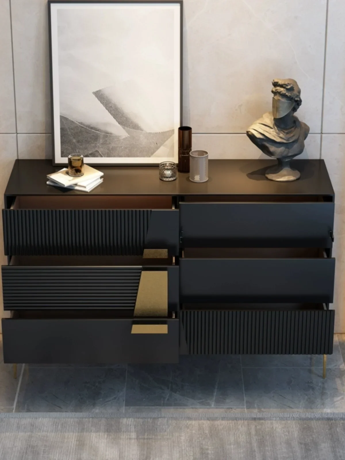 Light luxury entrance cabinet, Italian simple shoe cabinet, living room storage, wall, sideboard, slate bedroom