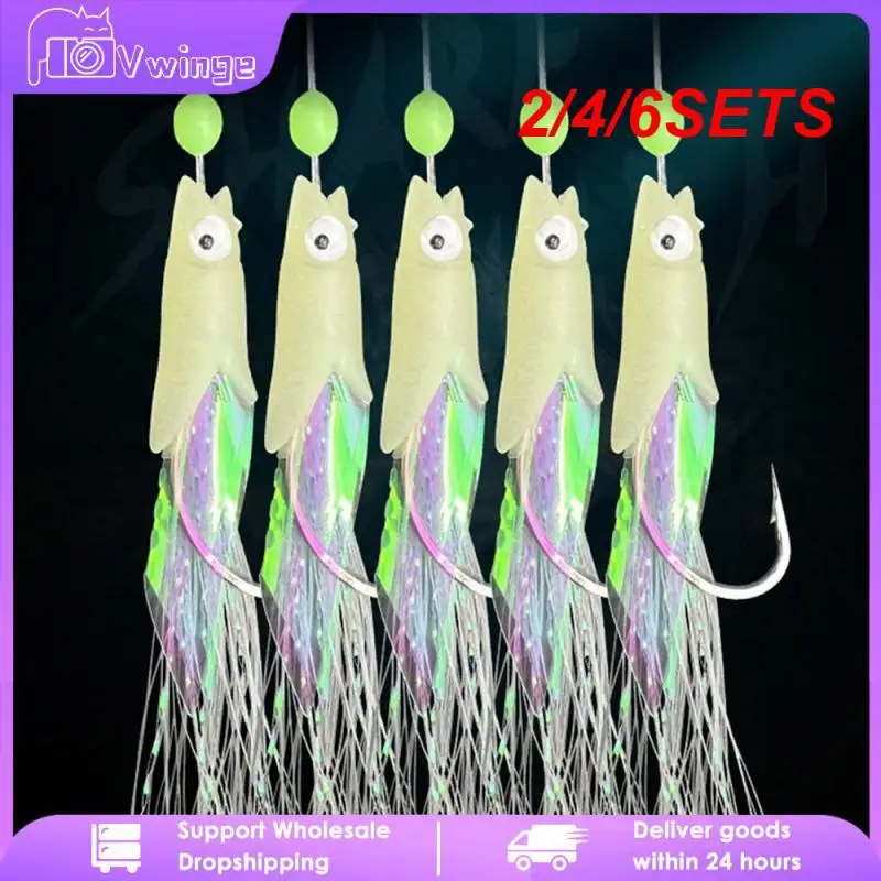 2/4/6SETS Fishing Lure Durable Fishing Tackle Colorful String Hook Dual-purpose Hanging Fishing Goods 9g Fake Bait Luminous Fish