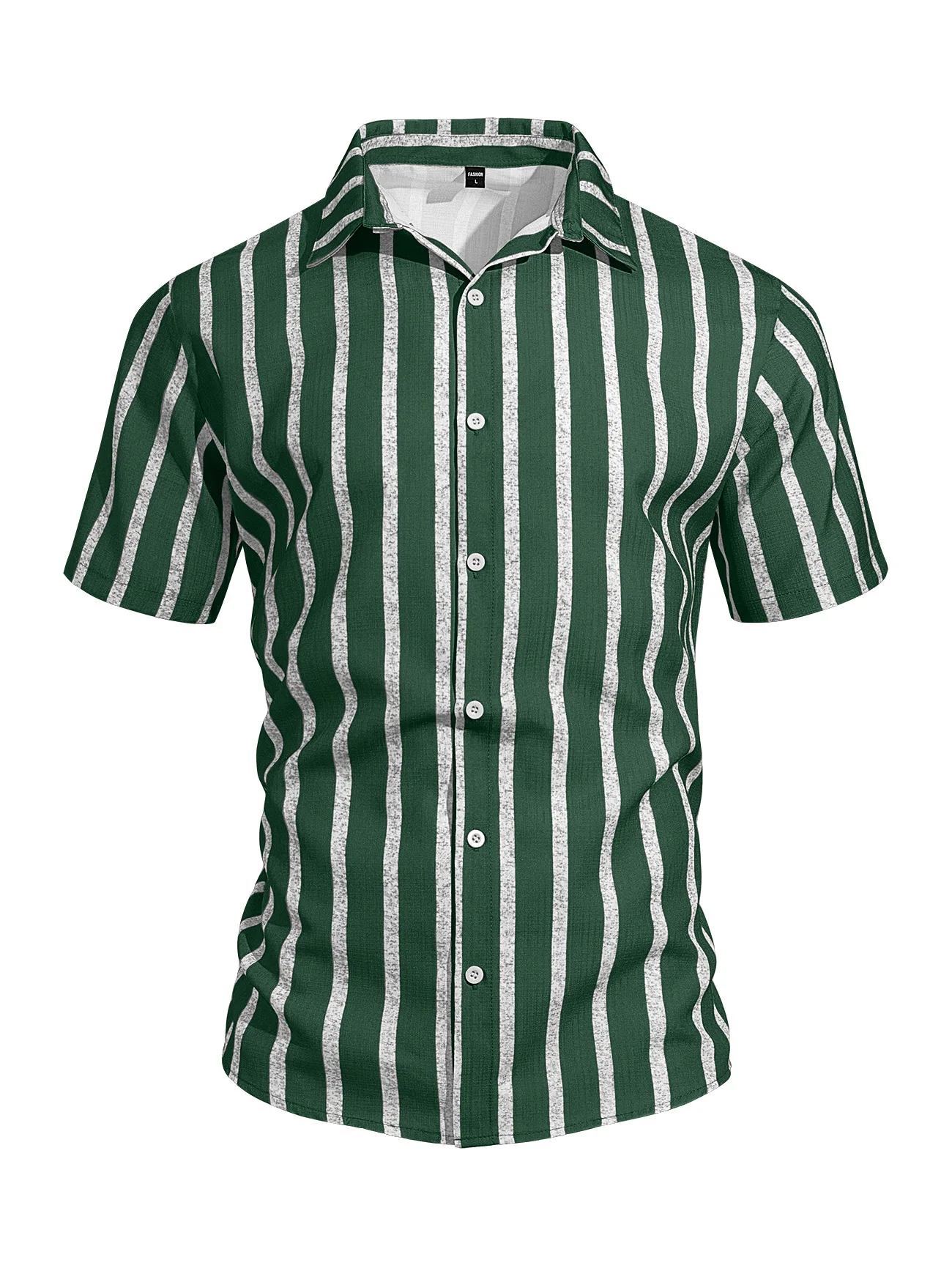 New Men's Summer Short Sleeve Shirt Beach Vacation Striped Design Casual Slim Fit Fashionable Collared T-Shirt for Men Tops Tees