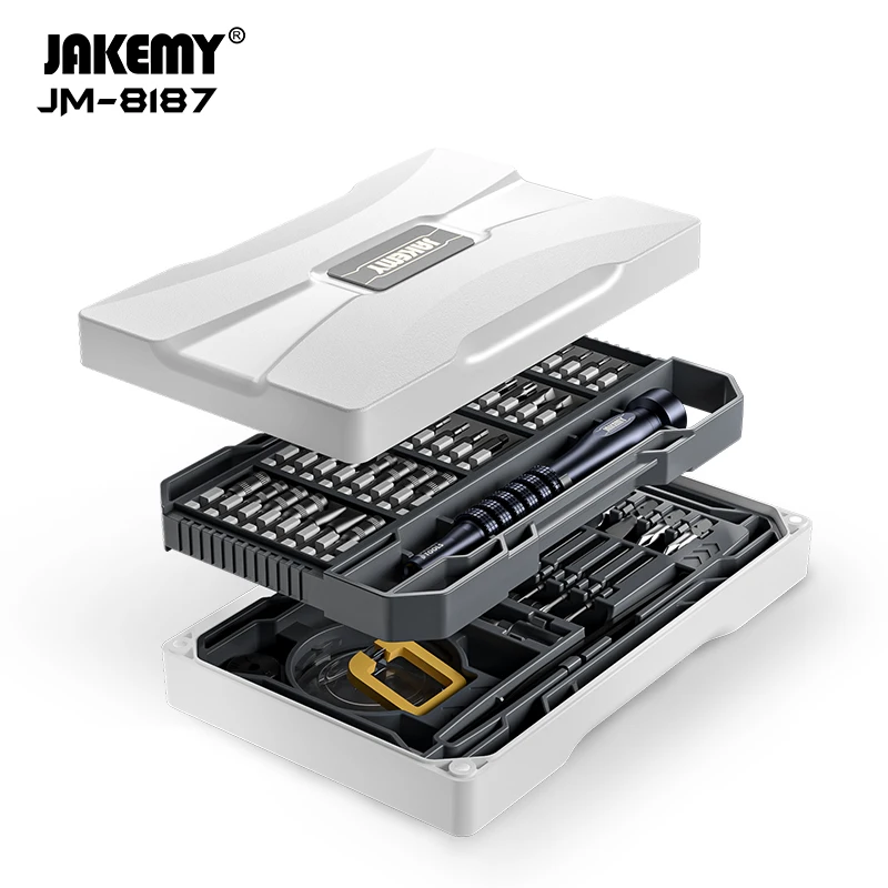 JAKEMY JM-8187 Precision Magnetic Screwdriver Set Aluminum Alloy Handle CR-V Bits for Mobile Phone Tablet Glasses Repair Tools
