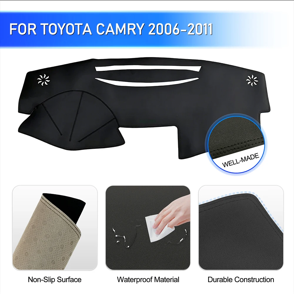 Кожаный коврик на приборную панель, отражающий свет, для Toyota Camry XV40 2006-2011, накладка на панель, аксессуары для автомобиля