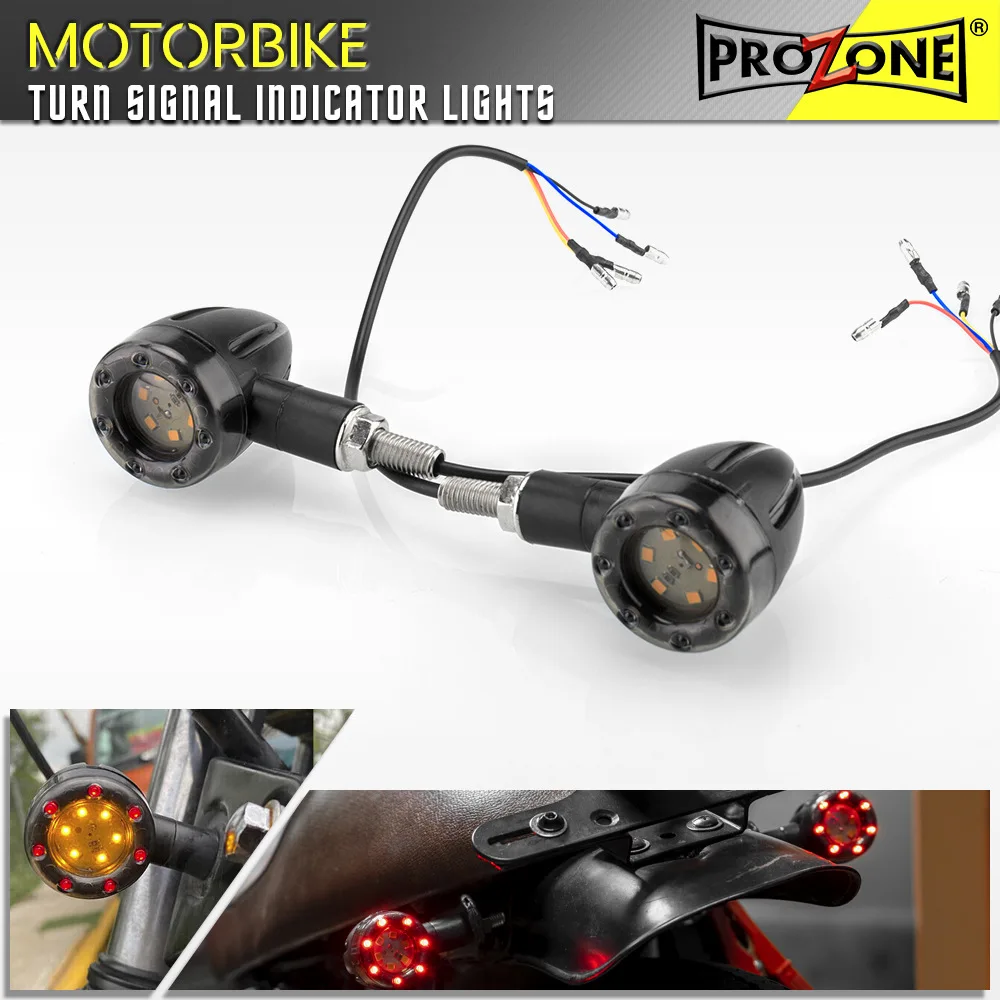 Retro Motorcycle Modification Accessories Bullet-shaped Plastic 13LED Turn Signals with Running Lights Brake Lights