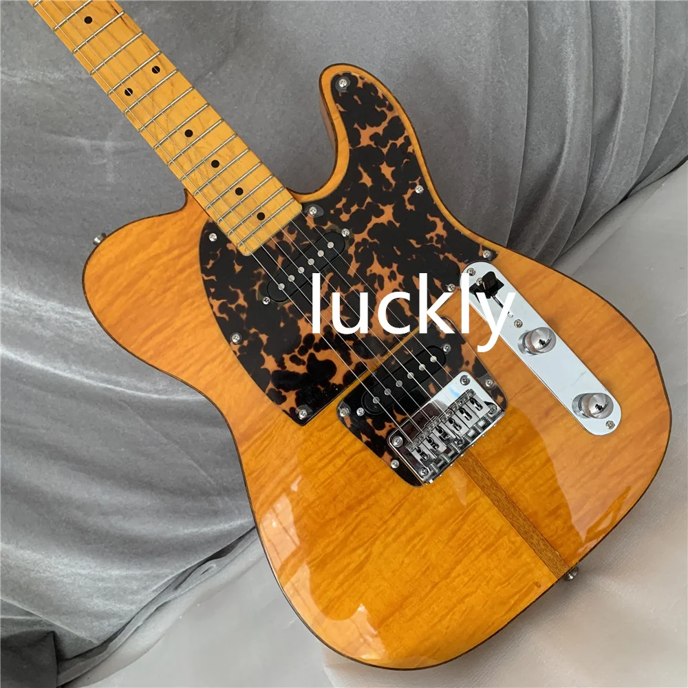 Prince HS Anderson & Hohner Madcat Mad Cat Tele Amber Yellow Flame Maple Top Electric Guitar Leopard Pickguard & Body Binding