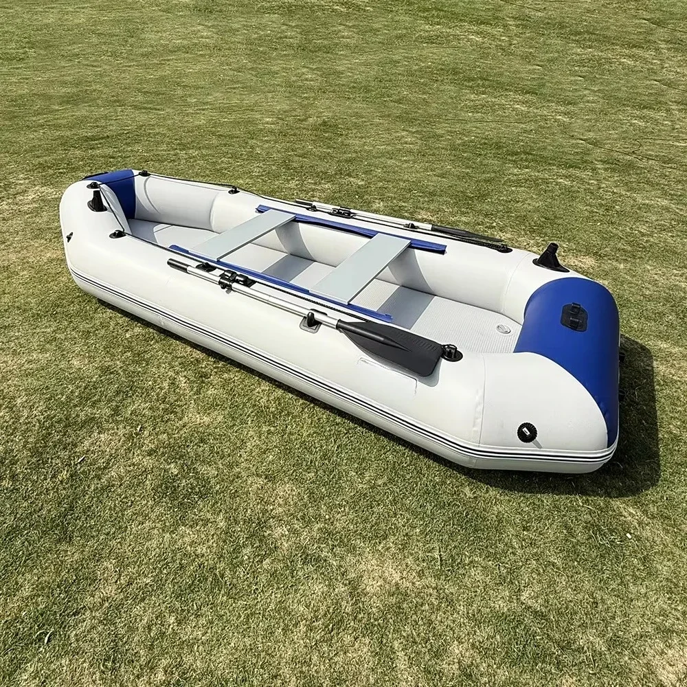 9.8-Foot PVC 4-Person Rowing Kayak High-Speed Inflatable Fishing Boat with Air Cushion Bottom and Free Accessories