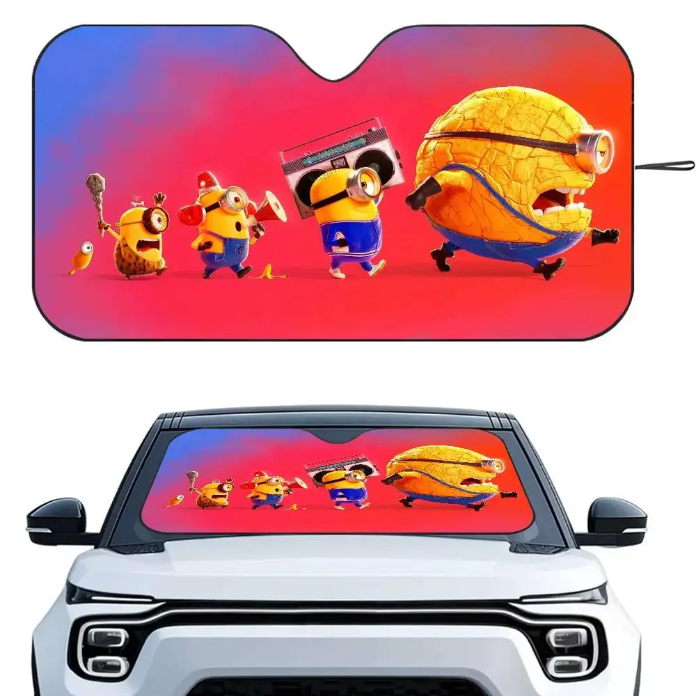 

Cute M-minionS Movie Car SunShade Heat-insulating Aluminum FilmReusable Suction Cup Blocks UV Rays Car Sun Visor Protector