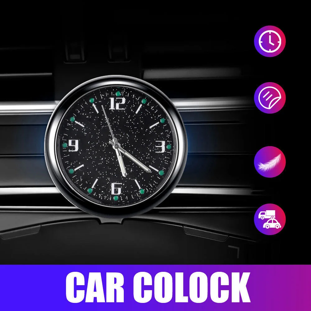 Car Clock Dashboard Digital on Board Ornament Car Starry Night Light Electronic Watch Stick-On Clock Quartz Clock Car Air Vent