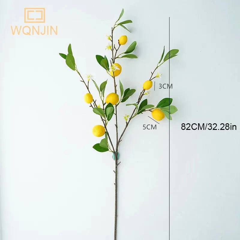 Zitronen zweige mit Frucht simulation grüne Pflanzen frische Haupt dekoration Foto Requisiten Kunststoff Obst Blumen arrangement gefälschte Blume – Detail 6