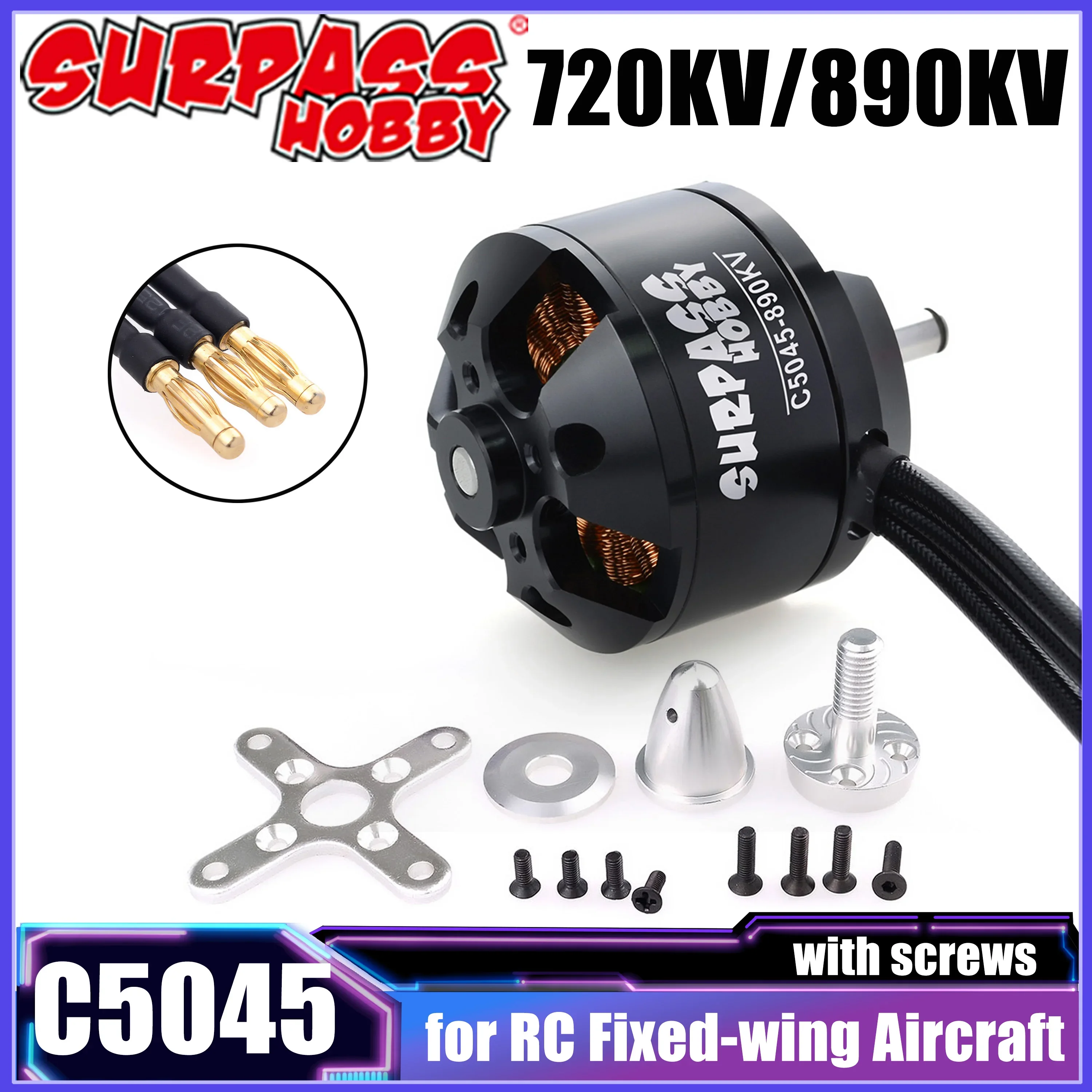 

SURPASS HOBBY C5045 720KV 890KV Brushless Motor for RC Fixed-wing Plane Aircraft Glider Quadcopter Drone DIY Toys Accessories