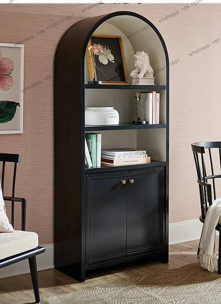 Factory Direct Light Luxury Solid Wood Bookcase, Post-modern Simple Living Room With Door Storage Cabinet
