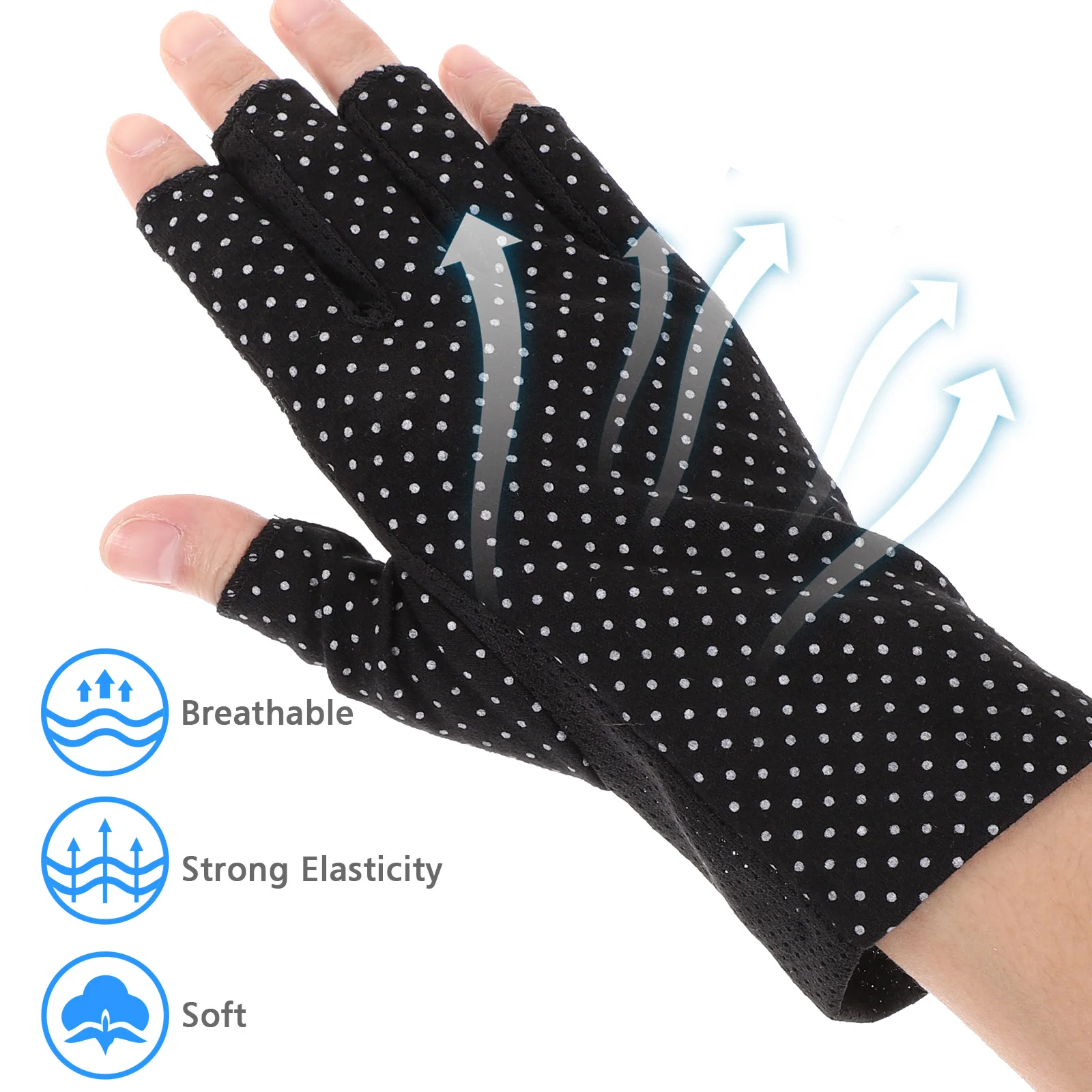 

Ultrathin Fingerless Gloves Sun Protection Riding Half Sunblock Black UV Lightweight Non Slip Touch Screen Outdoor Driving