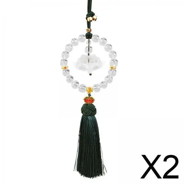 

Rear View Mirror Hanging Lotus Glass Pendant Tassel Car Interior Accessories for Elegant Decor and Gift Ideas