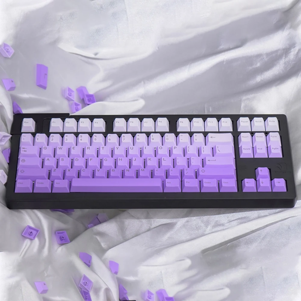 Purple Gradient Keycaps Top/Side Engraved PBT keycaps 125 Keys Dye Sublimation Cherry keycaps For Mechanical Keyboard Keycaps