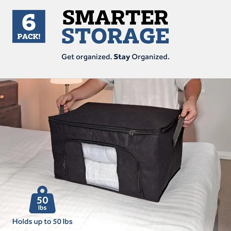 Clothes Storage, Foldable Blanket Storage Bags, Storage Containers for Organizing Bedroom, Closet, Clothing, Comforter, Or