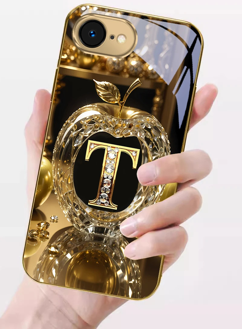 Exquisite Luxury Gold For IPhone 17 Pro Max 16 15 Pro 14 13 Plus 12 Mini 11 17 Air XR 16E 17ProMax Golden Glass Phone Case