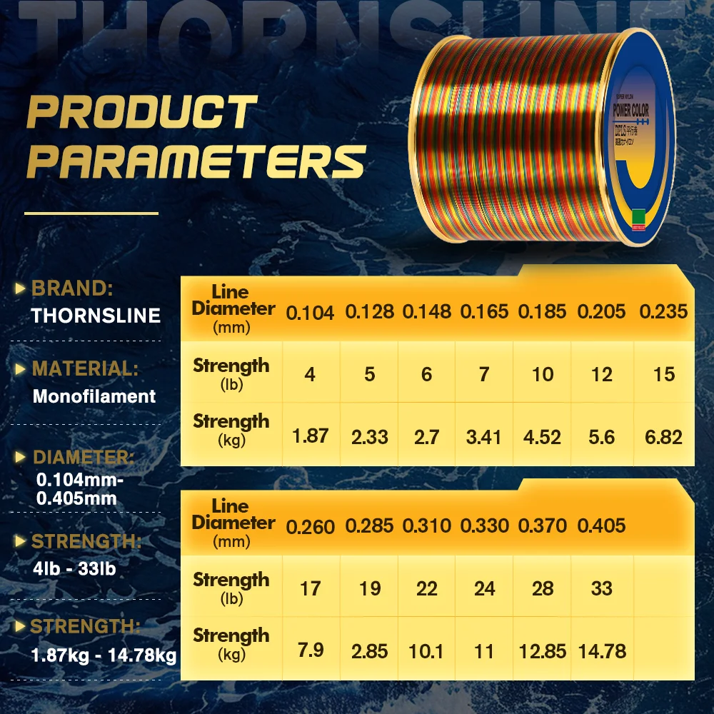 Thornsline 500 متر خيط صيد من النايلون الملون قوي مقاوم للتآكل ذاكرة منخفضة صب طويل ناعم لصيد الأسماك في بحيرة نهر البحر #6